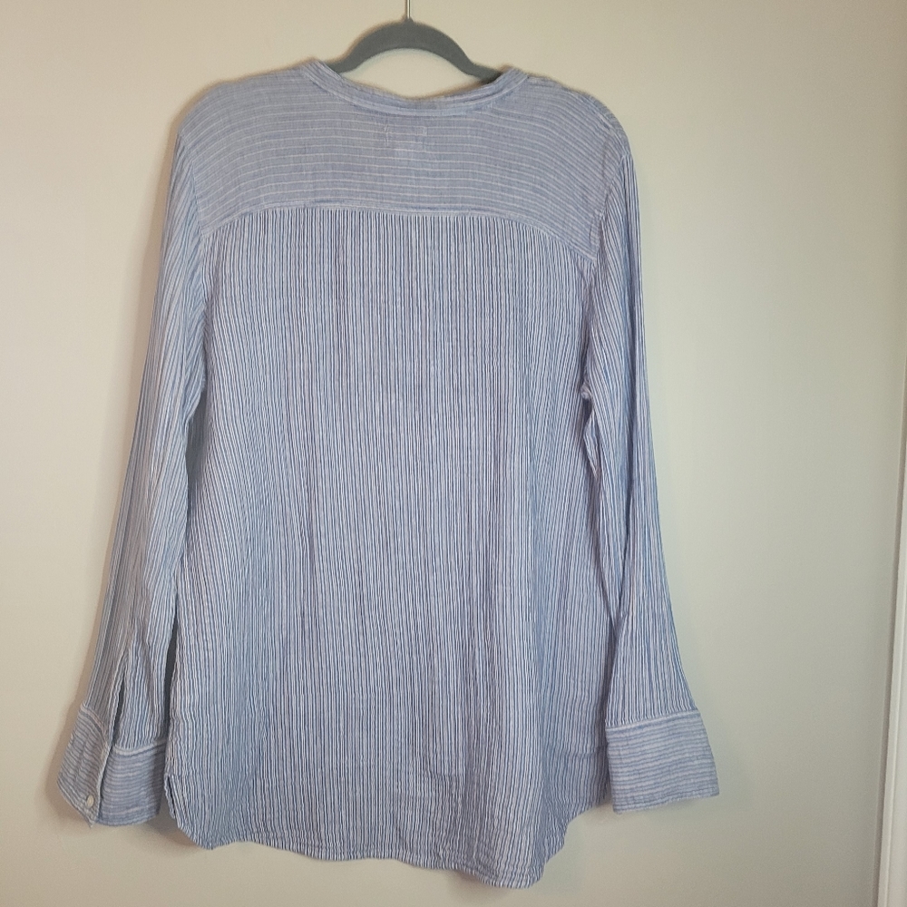 Caslon Blue Striped Cotton Popover Tunic Shirt - Picture 5 of 10